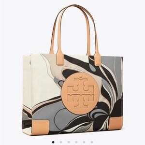 Tory Burch Cream and Tan Tote Bag with Elegant Design